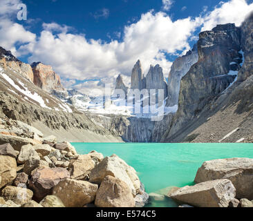 Les montagnes de Torres del Paine, Patagonie, Chili Banque D'Images