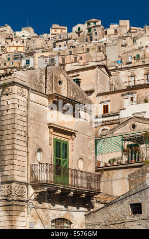 Maisons traditionnelles de la ville de Modica en Sicile Italie Banque D'Images