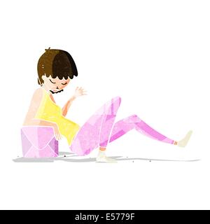 Cartoon woman leaning on package fort Illustration de Vecteur