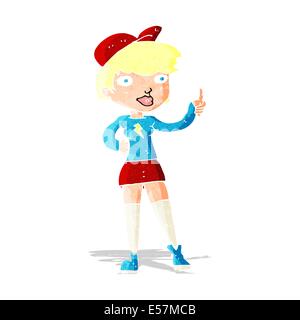 Patineur cartoon girl giving Thumbs up symbole Illustration de Vecteur