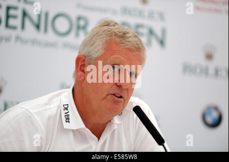 Porthcawl, Pays de Galles, Royaume-Uni. 23 juillet, 2014. Colin Montgomerie s'exprimant lors d'une conférence de presse ce matin, l'avant de l'ouvrir Senior Tournoi de Golf au Club de Golf Royal Porthcawl au Pays de Galles, qui débute demain. Credit : Phil Rees/Alamy Live News Banque D'Images