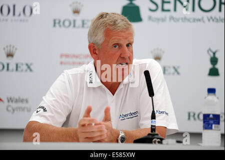 Porthcawl, Pays de Galles, Royaume-Uni. 23 juillet, 2014. Colin Montgomerie s'exprimant lors d'une conférence de presse ce matin, l'avant de l'ouvrir Senior Tournoi de Golf au Club de Golf Royal Porthcawl au Pays de Galles, qui débute demain. Credit : Phil Rees/Alamy Live News Banque D'Images