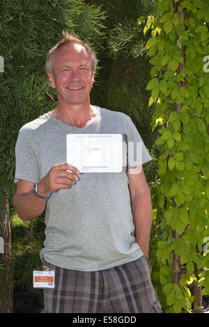 Tatton Park, Manchester, Royaume-Uni. 23 juillet, 2014. Johnathan : médaille d'argent à la RHS - Royal Horticultural Society à l'événement ayant pour thème le carnaval de Tatton Park. Situé dans un parc magnifique, le RHS Flower Show Tatton Park est une célébration des meilleurs de jardinage avec une atmosphère de carnaval. La fleur salon a ouvert ses portes à la partie droite, les députés le mercredi, avant l'ouverture publique le jeudi jusqu'à dimanche. Credit : Mar Photographics/Alamy Live News. Banque D'Images