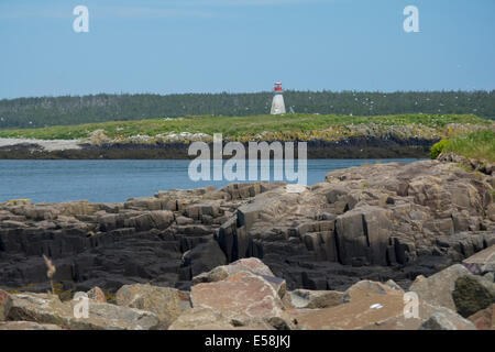 Phare au large de l'île Brier (Nouvelle-Écosse). Banque D'Images