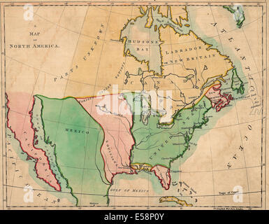 Une carte de l'Amérique du Nord ; Esquisse d'Amérique du Nord, à correspondre à la carte. 1803 Banque D'Images