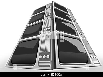 3D render of Retro TV sur fond blanc. Banque D'Images