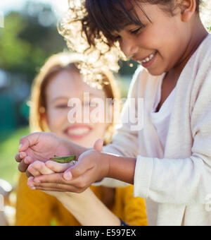 Mère et fille d'insectes de l'examen Banque D'Images