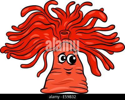 Illustrations de caricature drôle personnage animal Vie Mer Anémone Banque D'Images