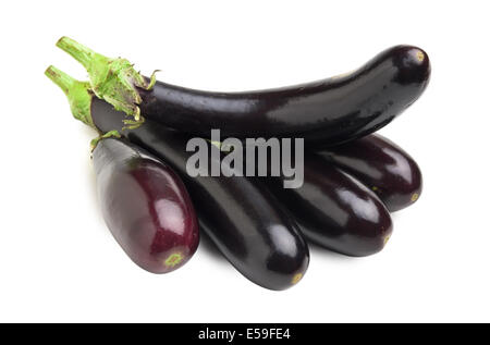 Aubergines isolé sur fond blanc Banque D'Images