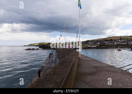 Mur du port dans la ville de Wicklow, Irlande Banque D'Images