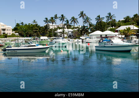 Close-up shot de Flatts Village, Flatts Inlet, paroisse de Hamilton, Bermudes Banque D'Images