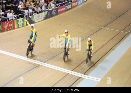 Glasgow, Ecosse, Royaume-Uni. 24 juillet 2014. Jour 1 des Jeux du Commonwealth, le cyclisme sur piste. L'Australie gagne la poursuite par équipe médaille d'or : Crédit Styles Neville/Alamy Live News Banque D'Images