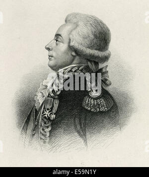 Gravure sur acier antique, vers 1860, de Francois-Joseph Paul, Comte de Grasse. SOURCE : PREMIÈRE GÉNÉRATION D'ORIGINE DE LA PLAQUE EN ACIER gravé. Banque D'Images