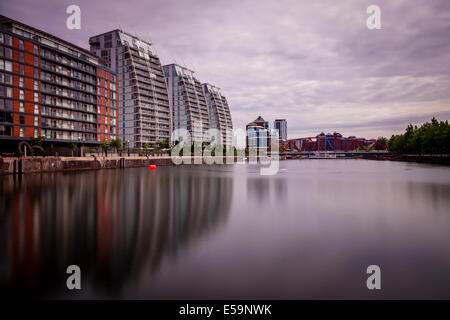 L'NV Bâtiments, Huron Bassin, Salford Quays, Manchester, Angleterre Banque D'Images