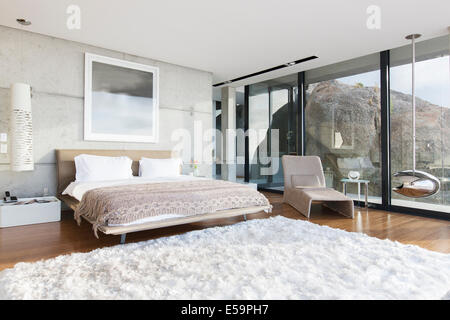 Shag tapis chambre à coucher moderne Banque D'Images