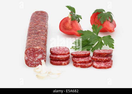 Avec le persil et la tomate salami Banque D'Images