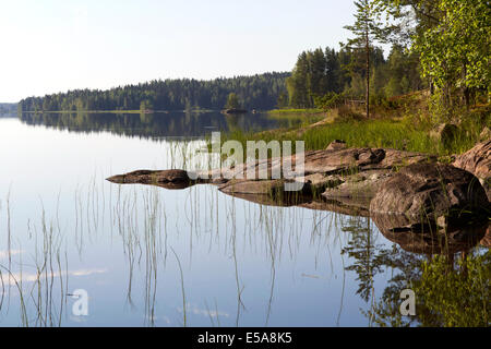 Le lac en été en Finlande Banque D'Images