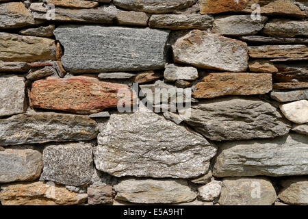 Mur en pierre sèche, mica, Ardoise, granit, St Leonhard dans le Tyrol du Sud, de Passeier, Trentino-Alto Adige, Italie Banque D'Images