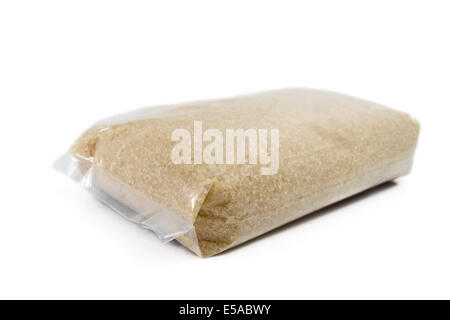 Sac en plastique de sucre isolated on White Banque D'Images