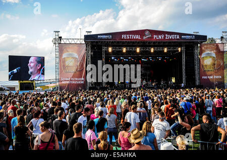 Liberec, République tchèque. Le 25 juillet, 2014. Le festival de musique Benatska noc commence à Vesec areal à Liberec, République tchèque, le vendredi, 25 juillet 2014. Photo : CTK Radek Petrasek/Photo/Alamy Live News Banque D'Images