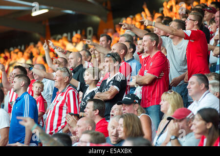 Bournemouth, Dorset, UK. Le 25 juillet, 2014. Pré saison Friendly. AFC Bournemouth et Southampton. Fans de Southampton et chant chanter après l'objectif. Credit : Action Plus Sport/Alamy Live News Banque D'Images