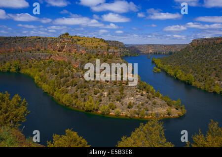 Hoces del Duraton, Duraton, gorges de la rivière Rio Hoces del Duraton Parc Naturel, Sepulveda, province de Ségovie, Espagne, Castille-León Banque D'Images