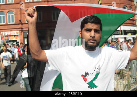 En protestation contre le Birmingham BBC traitement de la crise de Gaza/Israël 2014 Banque D'Images