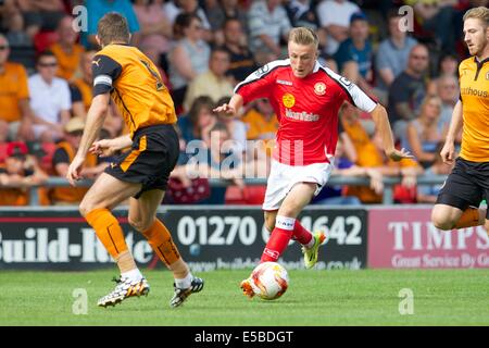 Crewe, Royaume-Uni. 26 juillet, 2014. Pré saison Friendly. Crewe Alexandra contre Wolverhampton Wanderers. Crewe Alexandra FC James Jones au poste en action. © Plus Sport Action/Alamy Live News Banque D'Images