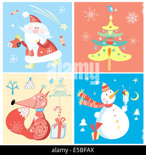 Ensemble de différentes couleurs de joyeux message d'accueil pour la nouvelle année Banque D'Images