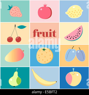 Graphique lumineux ensemble de différents fruits Banque D'Images