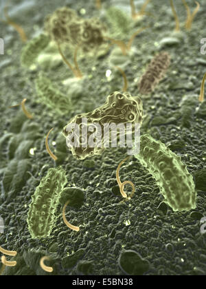 Fantasy microbes ou des bactéries ou virus. La science 3d illustration Banque D'Images