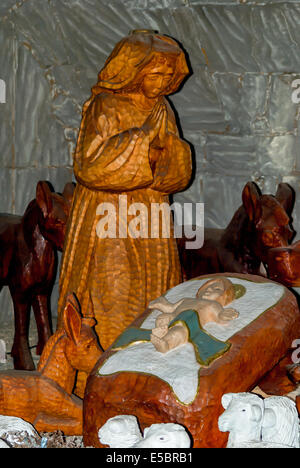 La sculpture sur bois crèche, République tchèque Banque D'Images