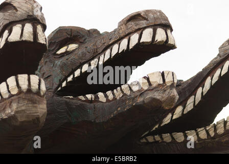 Dragon sculpture sur bois, République tchèque Banque D'Images