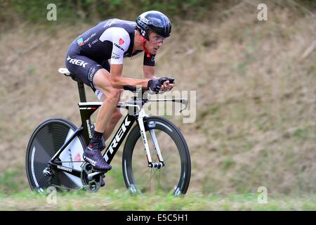 26.07.2014. Bergerac à Périgueux, France. Tour de France Cyclcing championnats, stade 20 (avant-dernière étape) course cycliste. Frank Schleck (LUX - TREK FACTORY RACING) Banque D'Images