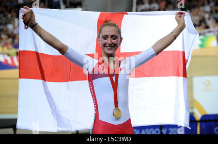 LAURA TROTT CYCLISME FEMMES 25KM POINTS R SIR CHRIS HOY GLASGOW ECOSSE VÉLODROME 27 Juillet 2014 Banque D'Images