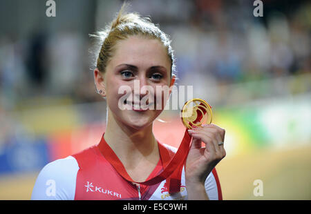 LAURA TROTT CYCLISME FEMMES 25KM POINTS R SIR CHRIS HOY GLASGOW ECOSSE VÉLODROME 27 Juillet 2014 Banque D'Images