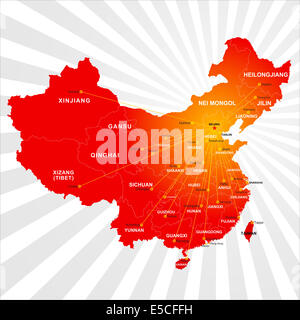 China map avec illustration Banque D'Images