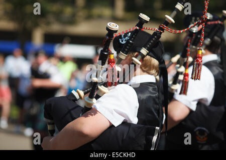 Pipers jeux du Commonwealth de 2014 à Glasgow Banque D'Images