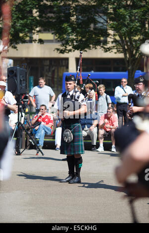 Pipers jeux du Commonwealth de 2014 à Glasgow Banque D'Images