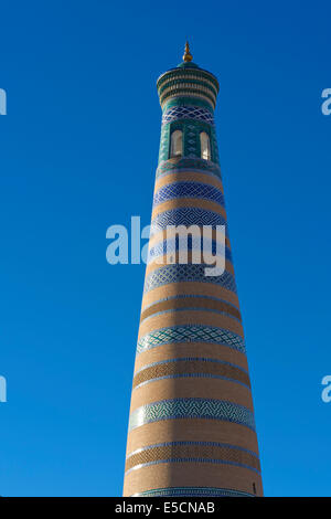 Islom-Huja, Islom xo'ja ou l'Islam Haji Minaret, Itchan Kala, Khiva, Ouzbékistan Banque D'Images