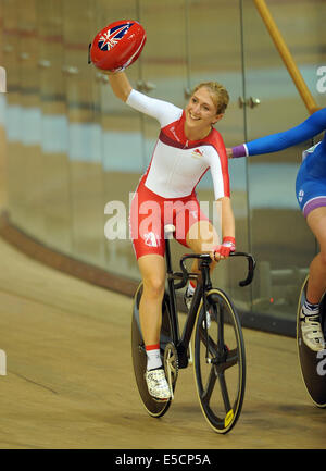 LAURA TROTT CYCLISME FEMMES 25KM POINTS R SIR CHRIS HOY GLASGOW ECOSSE VÉLODROME 27 Juillet 2014 Banque D'Images