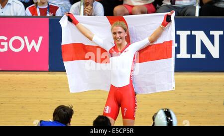 LAURA TROTT CYCLISME FEMMES 25KM POINTS R SIR CHRIS HOY GLASGOW ECOSSE VÉLODROME 27 Juillet 2014 Banque D'Images