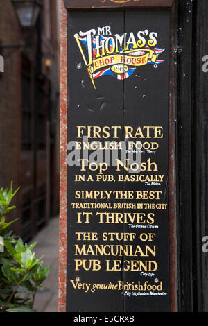 M. Thomas Chop House Sign, Manchester, Angleterre, RU Banque D'Images