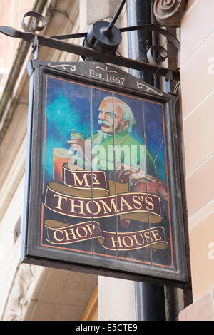 M. Thomas Chop House Sign, Manchester, Angleterre, RU Banque D'Images