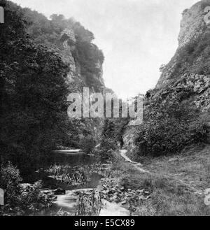 Royaume-uni, Angleterre, Derbyshire, 'Straits de Dovedale' image historique à partir de 1860 Banque D'Images