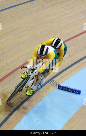 Glasgow, Ecosse, Royaume-Uni. 27 juillet, 2014. Felicity Johnson (AUS) et Holly Takos (pilote) virage difficile au cours de la féministe Para-Sport 1000m contre la montre dans le Vélodrome Sir Chris Hoy, XX, des Jeux du Commonwealth de Glasgow. Crédit : Michael Preston/Alamy Live News Banque D'Images