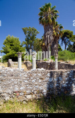 Vestiges de l'ancienne agora excavées, Kos Town, Kos Island, îles du Dodécanèse, Grèce. Banque D'Images