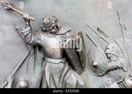 Jan Zizka Prague dans la bataille Hussite commandant de guerre relief de la porte principale du Monument national à Vitkov Hill Prague, République Tchèque Banque D'Images