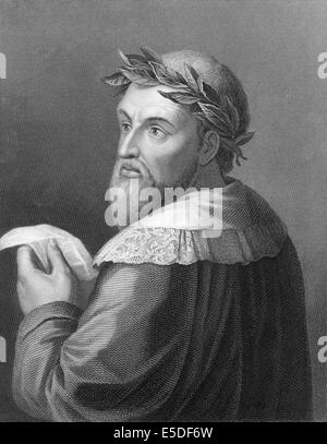 Gravure sur acier, c. 1860, Ludovico Ariosto ou Ariost, 1474 - 1533, un humaniste italien, auteur et soldat, Banque D'Images