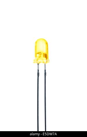 La diode jaune sur fond blanc Banque D'Images
